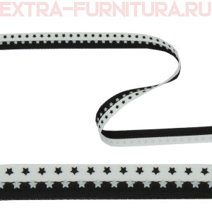 Тесьма Звездочки шир.10мм цв.черный/белый (уп.43м)