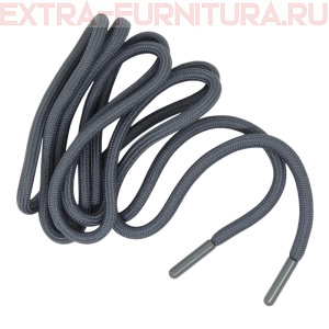 Шнурки круглые 150см, шир.6мм, цв.312 темно-серый, пласт.наконечник, уп.100шт