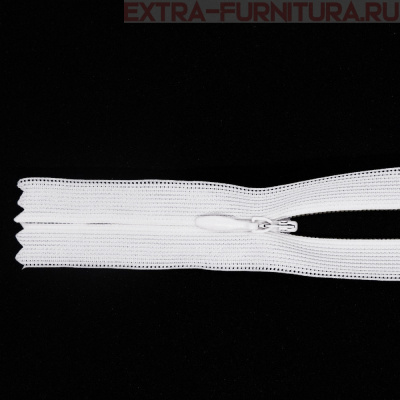 Молния потайная  № 3, 18 см, цв. 101 белый п/э пл.9,3 гр/м
