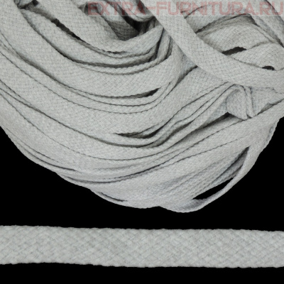 Шнур плоский х/б 12мм, цв.серый светлый 107, уп.50м, пл. 9,88 гр/м