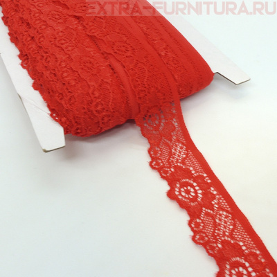 Кружево-стрейч TBY-L839 шир.30мм, цв.SD163 красный (уп.50м)