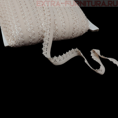 Резинка ажурная 12мм, арт.TBY-S185 цв.серебристый пион (уп.100м)