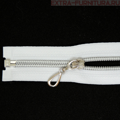 Молния спираль декор Т5 75см цв.белый/серебро MaxZipper