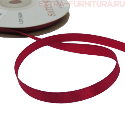 Лента атласная  6 мм  цв.063 темно-красный рул. 27,42м